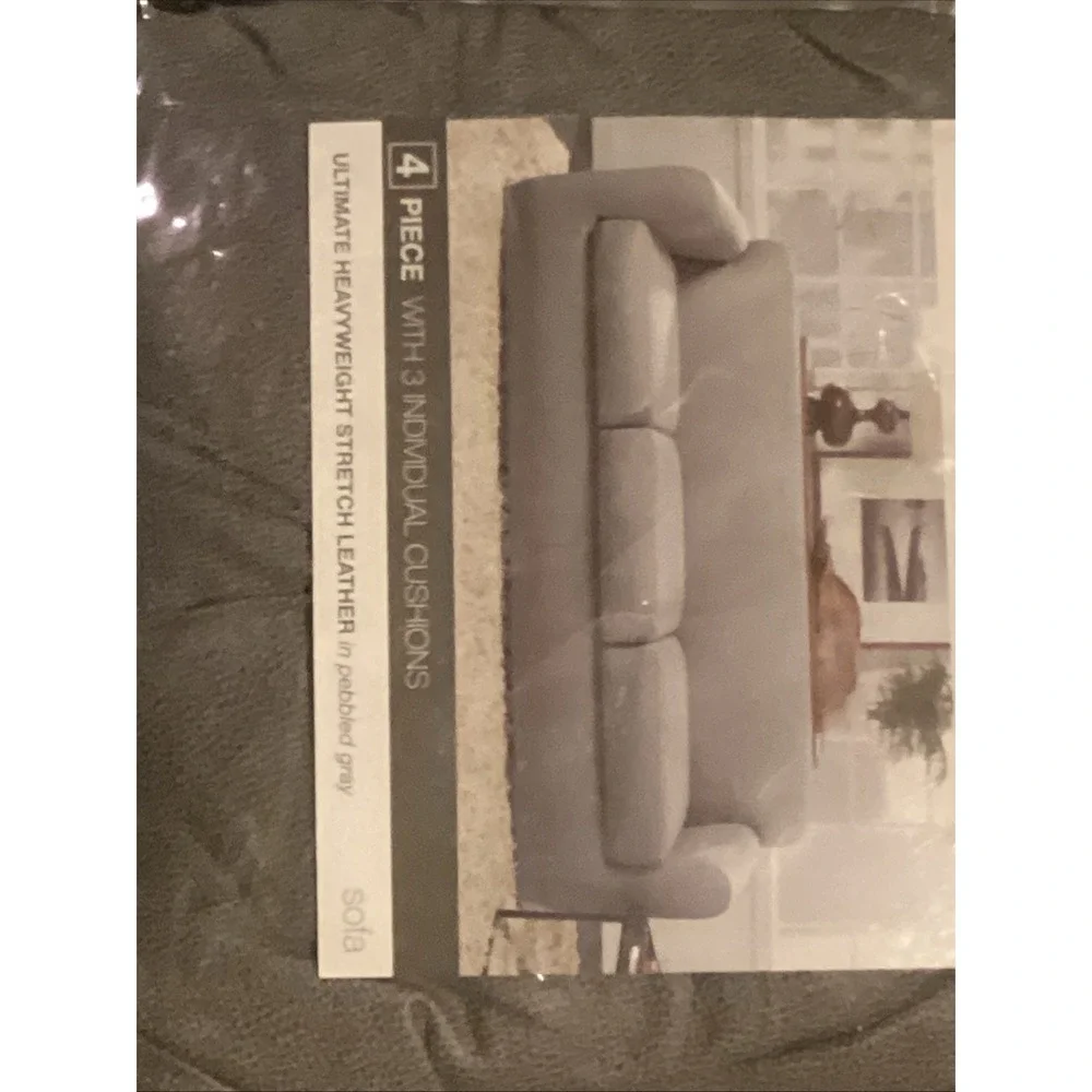 Sure Fit Ultimate Heavyweight Stretch Leather Sofa Slipcover Pebble Gray 4 Piece
